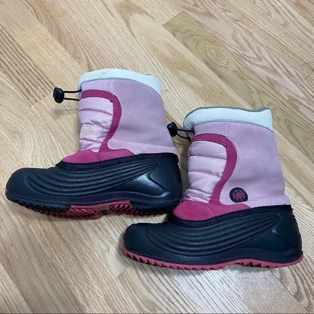 Totes Winter Snow Boots Sz 2 Pink Black Girls Kids